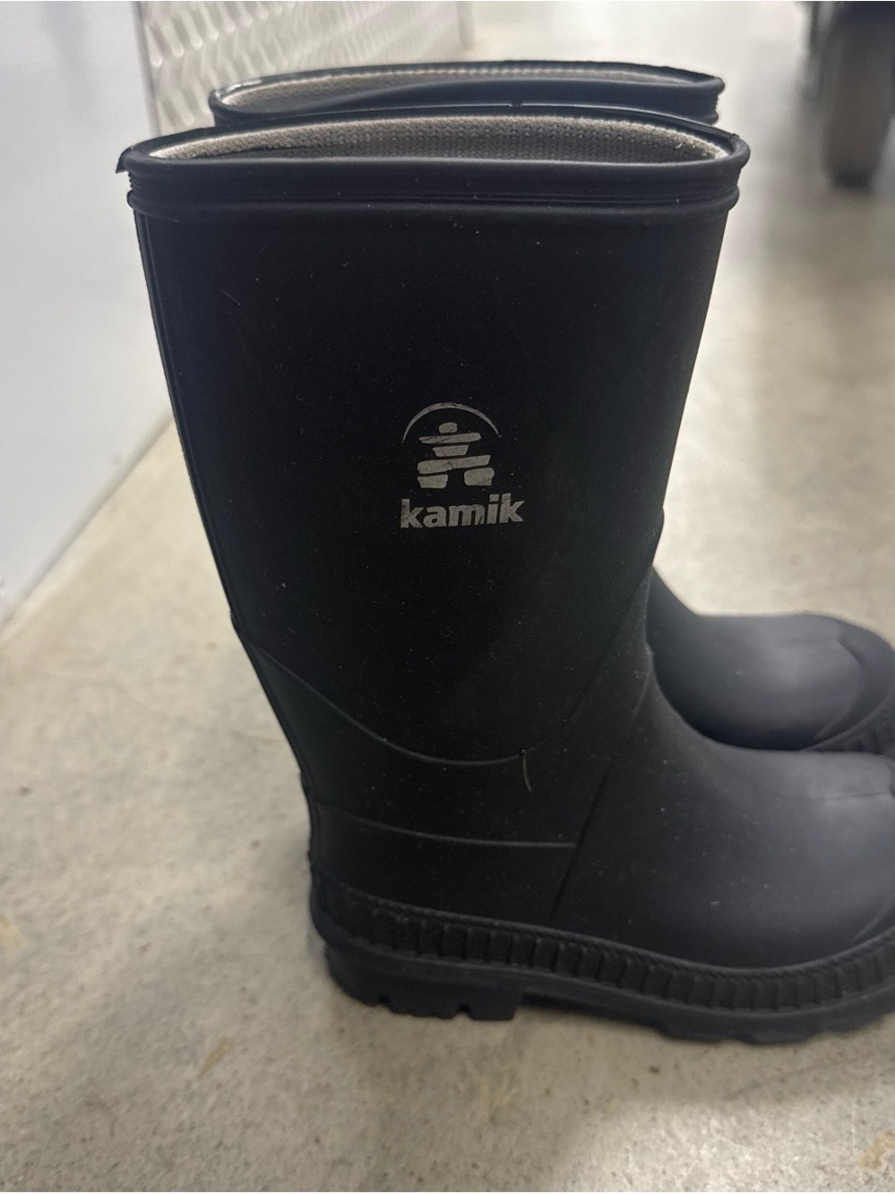 Kamik Kids Black Rubber Waterproof Rain Boots